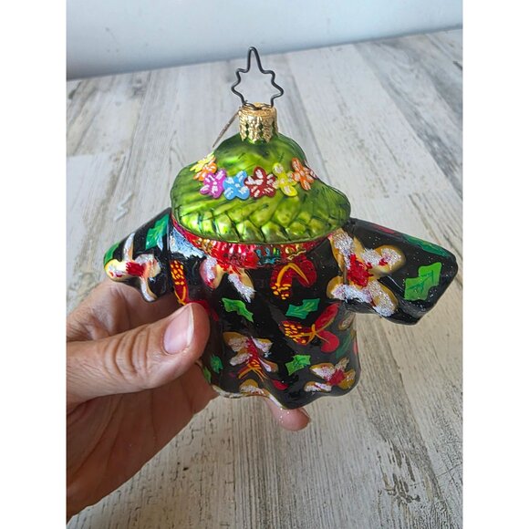 Vintage radko Tahitian tux lei Hawaiian shirt RARE flower ornament glass Xmas tr - Picture 5 of 10